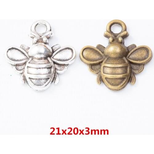 50 pieces of retro metal zinc alloy bee Pendant for DIY handmade jewelry necklace making 8118