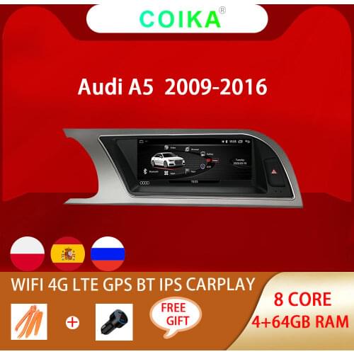 Android 10 System Car Display Screen For Audi A5 09-16 WIFI Google 2+32GB RAM BT GPS Navi Receiver IPS Touch Stereo Player