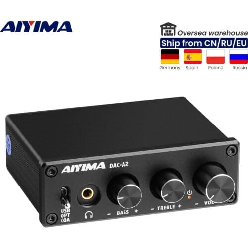 AIYIMA Mini HiFi 2.0 Digital Audio Decoder USB DAC Headphone Amplifier 24Bit 96KHz Input USB/Coaxial/Optical Output RCA Amp DC5V