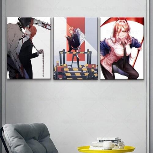 Anime Power Chainsaw Man Hot Poster Artwork Wall Sticker for Coffee House Bar hd anime girls decor canvas wall