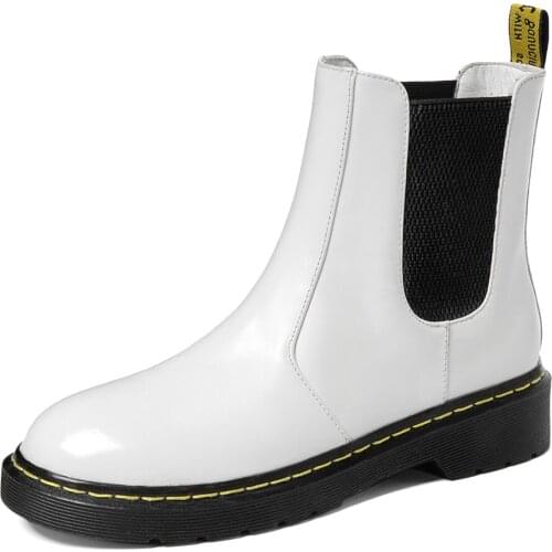 Flat-Heeled Thick-Soled Elastic Band Sleeve Ankle Boots Fashion Simple Chelsea Boots Car Stitching Waterproof Platform Shoes