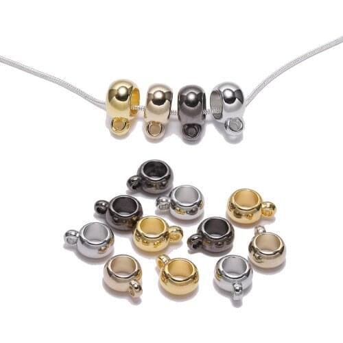 50pcs Gold Silver Color CCB Pendant Clip Clasp Bails Big Hole Beads Loose Spacer Bead For DIY Jewelry Making Supplies Accessorie