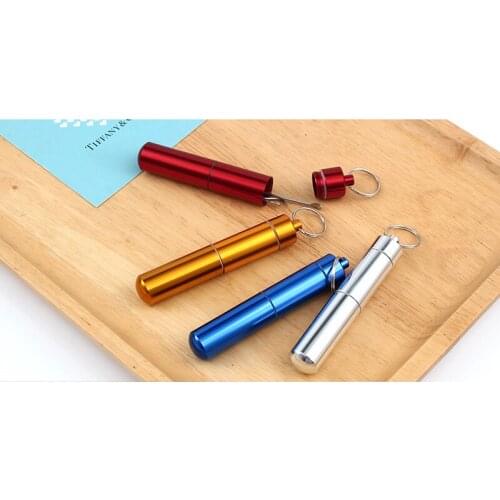 Pill Case Box Aluminum Alloy Keychain Case Container Bottle Drug Holder Medicine Box Portable WaterProof Mini Keychain Case