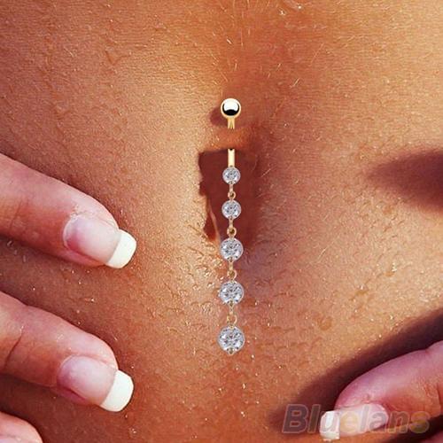 Girls Sexy Long Dangle Navel Belly Ring Piercing Surgical Steel Body Jewelry