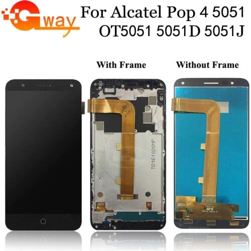 For Alcatel Pop 4 LCD 5051D 5051X OT5051 LCD Display Touch Screen With Frame For LCD Display Alcatel Pop 4S 5095 5095I 5095Y