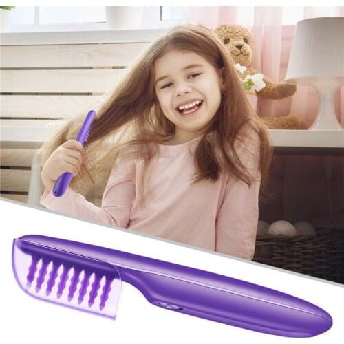 Electric Anion Hair Comb Brush Negative Ion Massage Wet Dry Purple Special Hair Knot Smooth Brush Hairdressing Adult Kids Tool