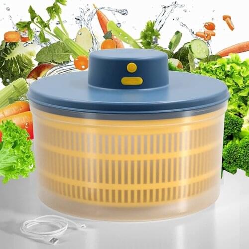 Electric Salad Spinner Lettuce Vegetable Dryer USB Rechargeable Quick Drying Lettuce Fruit Spinner with Bowl