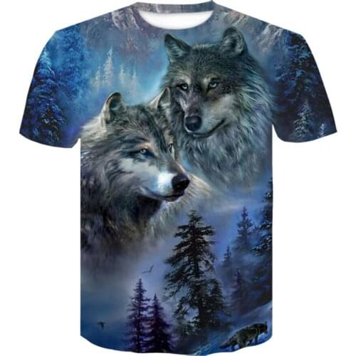 2021 Summer Male T shirt harajuku O-Neck Short Sleeve Tees Tops Funny Animal Male Clothes tshirt Casual Wolf 3D Print Tshirt