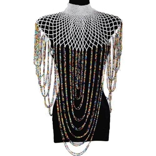 Dudo Store Nigerian Bridal Jewelry Sets For Women Crystal Handmade African Beads Wedding Shoulder Zulu Jewelry Necklace Set 2019
