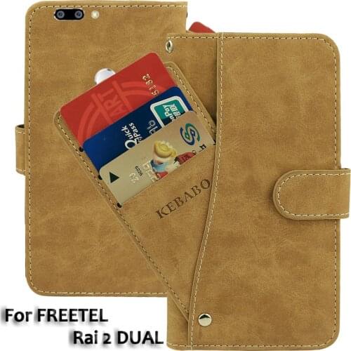 Leather Wallet FREETEL Rai 2 DUAL 5.5" Case Flip Retro Luxury Front Card Slots Cases Cover Business Magnetic Phone Bags