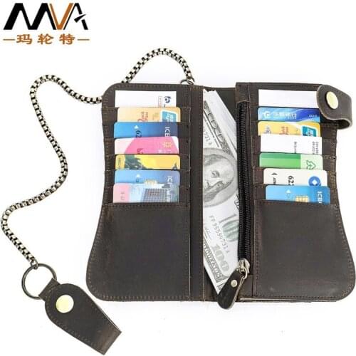 Leather Wallet for Men Crazy Horse Leather Long Wallet Retro Mens Leather Anti-theft Wallet Clutch Business Wallet