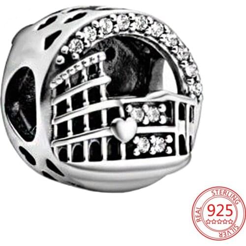 Hot Sale 925 Sterling Silver Fit Pandora Bracelet&Bangle Making Roman Colosseum Hollow Fashion Beads Charm DIY Jewelry for Women