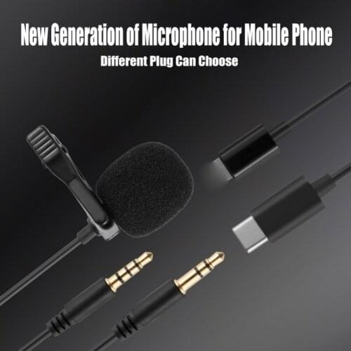 Mini Microphone for iPhone Type C 3.5mm Mic For Samsung Huawei Android Phone PC Camera Lavalier Clip-on Recording Microfonoe