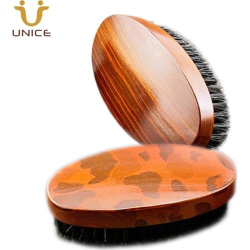 MOQ 100 PCS Custom LOGO Wood Handle Beard Brush Hair Mustache Brush for Men Face Care with 100% Boar Bristles