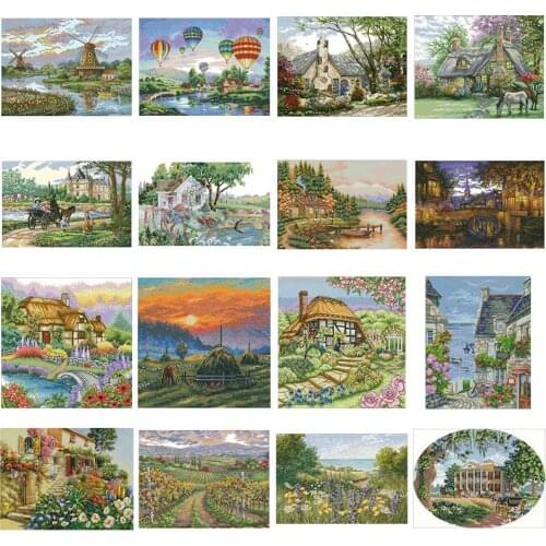 Beautiful town patterns counted 11CT 14CT 18CT DIY Cross Stitch Sets wholesale Cross-stitch Kits Embroidery Needlework