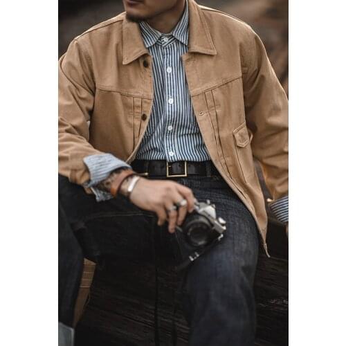 Firmranch New 2021 Canvas Work Jacket Men Vintage Chore Coat Amekaji Jacket Erkekler Ceket Bleu de Traavail Engineer Sack Coat