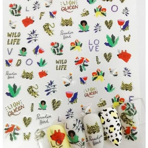 2021 New 3D Nail Art Stickers Bohemia Animal Image Nails Stickers for Nails Sticker Decorations Manicure Z0440
