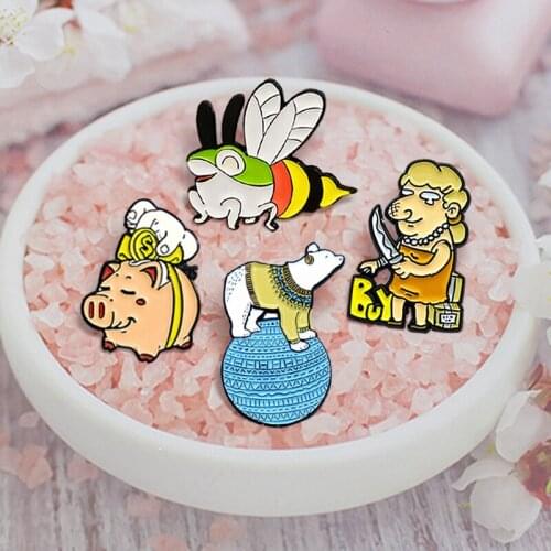 Newest Polar bear Pig Dragonfly Honeybee Frog Enamel Pin Blue North Ball Piggy bank Brooches Badge Jewelry Gift for Friends