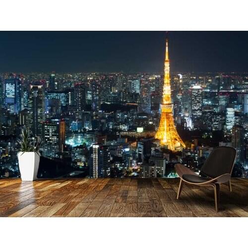 Papel de parede Tokyo night view city building 3d wallpaper,living room tv wall bedroom wall papers home decor KTV bar mural