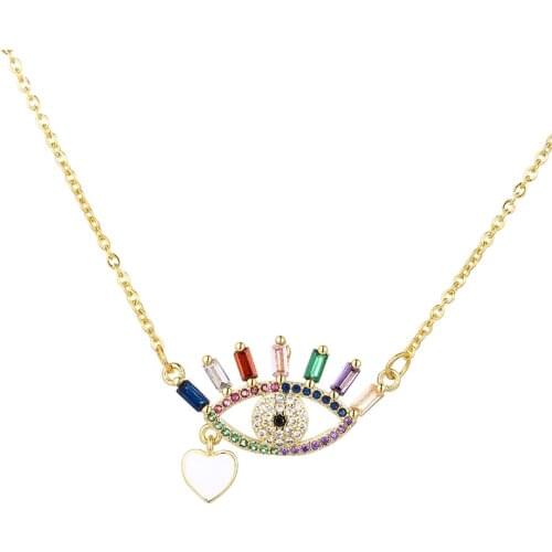 Devils Eye Dripping oil cz Necklace Pendant Colorful Copper snake chain Necklace Jewelry zircons Accessories gift for Women