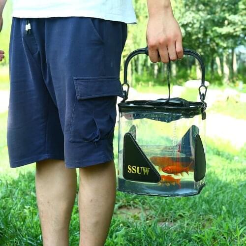 Portable EVA Fishing Bag Foldable Transparent Fishing Bucket Live Fish Box Camping Water Container Pot Fishing Tackle Storage Ba