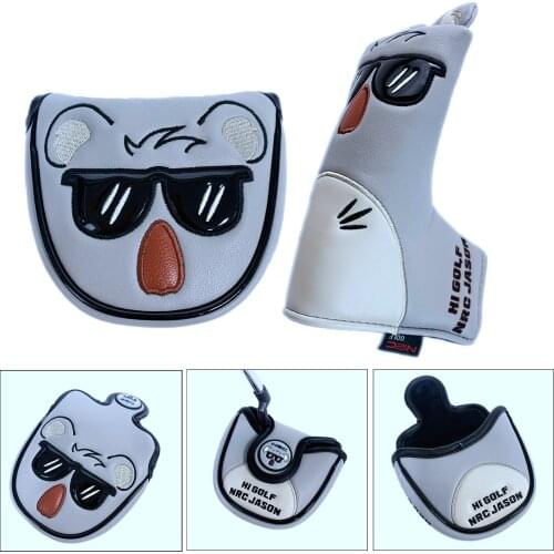 Durable Golf Club Head Cover Koala Magnetic Blade/Center Putter Mallet Headcover Golfer Equipment Club Accessories