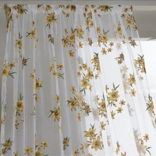 Simple Flowers Curtain Elegant Embroidered Sheer Curtains for Living Room Curtain for Kitchen Curtains for Kids Bedroom