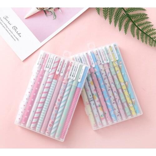 10 Pcs/lot Creative Gel Pen 0.38mm Black Colour Ink Pens Marker Writing Stationery Fashion Style School Office Supplies Gift