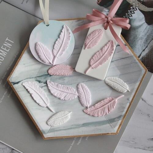 Feather Shape Cake Silicone Fondant Mold Aromatherapy Wax Plaster Molds For Car Pendant Decoration
