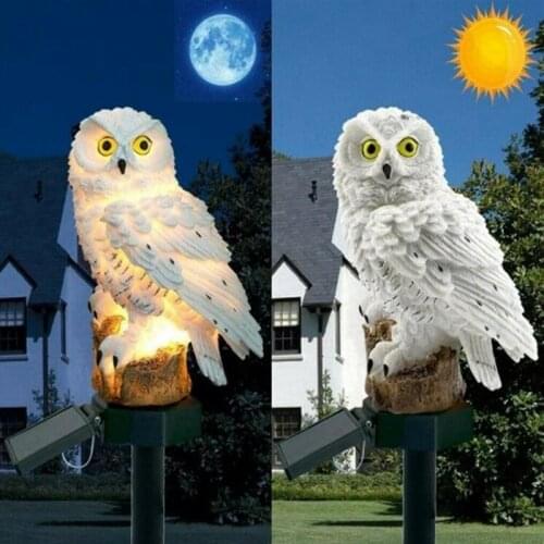 Owl Solar Light with Solar LED Panel Fake Owl Waterproof Outdoor Decor Solar Powered Path Lawn Yard Home Garden Lamps Statues