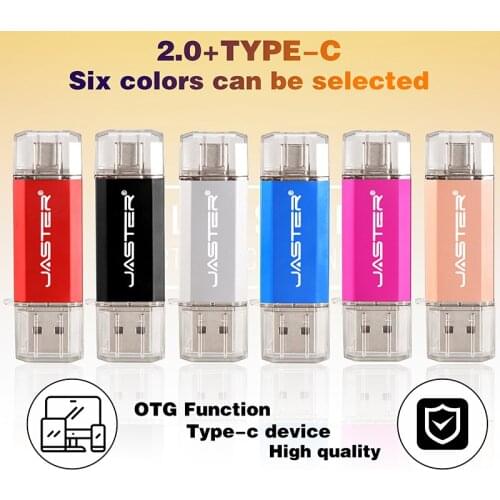 JASTER OTG 2 in 1 USB Flash Drives USB2.0 & Type-C 512GB 256GB 128GB 64GB 32GB 16GB Pendrives Pen Drive Cle USB