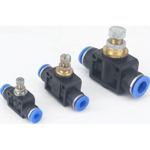 Fit Tube O/D 4/6/8/10/12mm Pneumatic Push In Union Air Fitting Flow Speed Control Valve