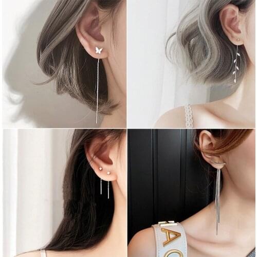 Korean Geometric block Long Tassel Bar Drop Earrings For Women Minimalism Personality Ear Line Dangle jewelry Gift