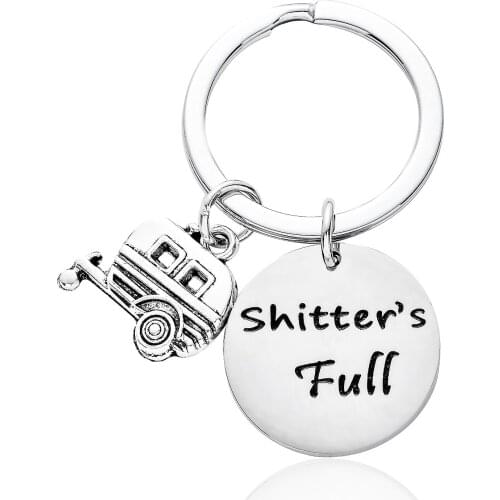 12PC/Lot Stainless Steel Shitters Full Keychain Happy Camper RV Keyring Camping Key Chain Trailer Vacation Jewelry Women Men