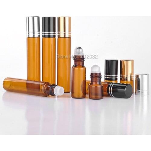2 5 10ml Roll On Glass Amber Bottle Essential Oil Liquid Roller Ball Perfume Bottle Cosmetic Liquid Container F2017110