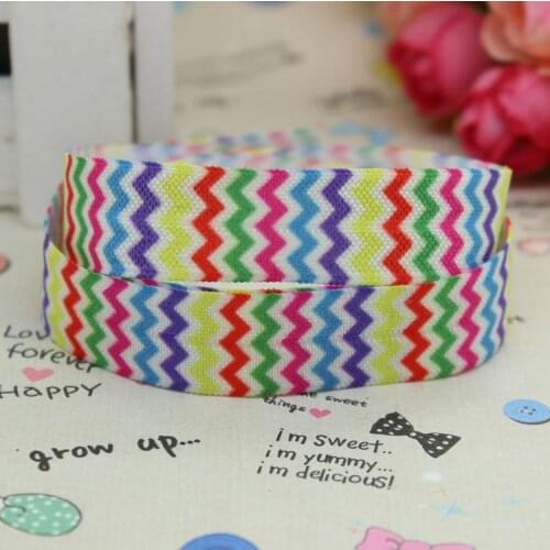 5/8 inch Free shipping Fold Over Elastic FOE chevron printed ribbon headband diy decoration wholesale OEM B080