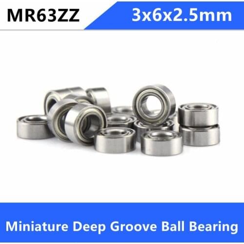 Free shipping 200/500pcs MR63ZZ 3x6x2.5mm miniature ball bearing MR63Z MR63 shielded deep groove ball bearings 3x6x2.5 mm