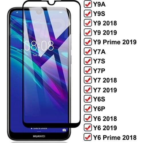 9D Tempered Glass For Huawei Y6P Y6S Y7A Y7P Y7S Y8P Y8S Y9A Y9S Y6 Y7 Y9 Prime 2018 2019 Screen Safety Protective Glass Film