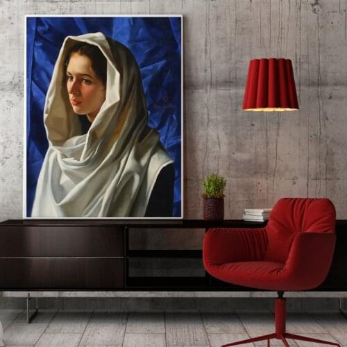 Arsen Kurbano Lady with the Headscarf Canvas Painting Poster Print Modern Wall Art Picture For Living Room Bedroom Dinning Room