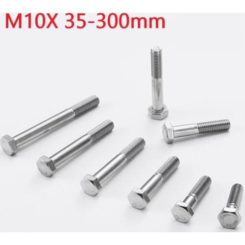 M10 Hexagon Head Half Tooth Bolts 10mm X 35 90 180 190 210 220 230 270 290 300mm 304 Stainless Steel Extended Half Thread Screws