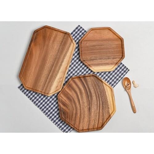 Acacia flat bottom tea tray with snacks and snacks tray restaurant wooden tray creative fruit tray wooden tray