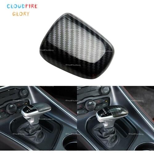 CloudFireGlory Gear Shift Knob Cover Sticker Trim Black Carbon Fiber For Dodge Challenger Charger 2015 2016 2017 2018 2019