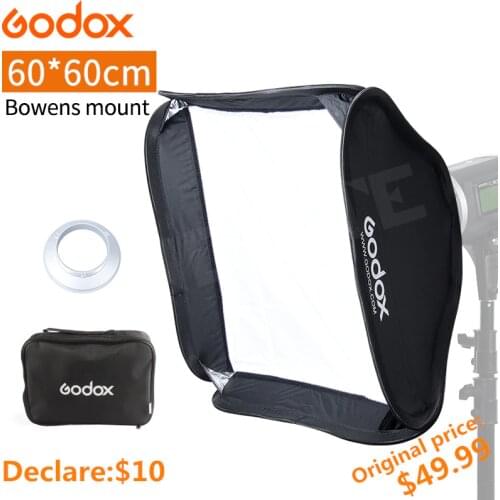 Godox 60x60 cm Softbox with Bowens Holder + Front Diffuser + Carry Bag for Camera Photo Studio Flash Light 60*60 Soft box