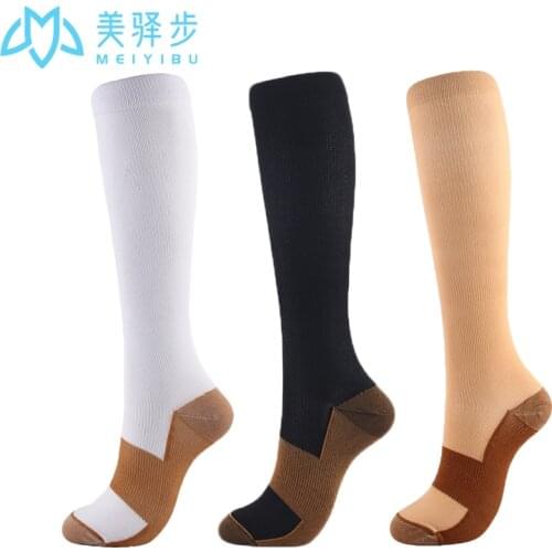 1 Pair New Unisex Compression Stockings Nylon Spell Color Autumn Winter Prevent Varicose Veins Knee High Support 15-20mmHg