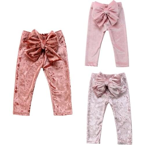 2018 Fashion Lovely Pretty Newborn Toddler Kids Baby Girls Princess Back Bow Velvet Bottoms Leggings Pants Trousers 3 Style