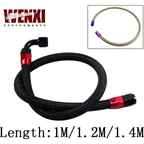 AN10 1M/1.2M/1.4M Stainless Steel Brained Oil Hose Line Hose Tube With 0Degree 90Degree Swivel Hose End Fitting Installed