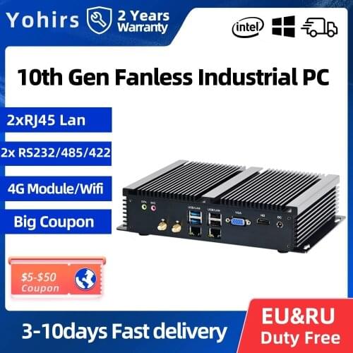 Mini Pc Industrial Computer Core i5 8250U 7267U Windows 10 2*Ethernet Lans 6*RS485 Coms DDR4 Barebone For Home Office Industry