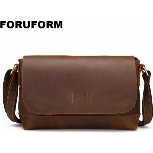 Fashion Man Vintage Crazy Horse Genuine Leather Messenger Bag Male Cross Body Shoulder Business Bags For Men bolsas male ZH-294