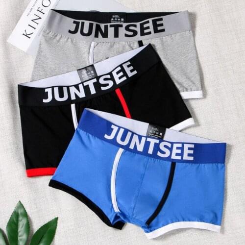 Juntsee mens underwear color matching fashion casual sports boyshort lycra cotton shorts wholesale