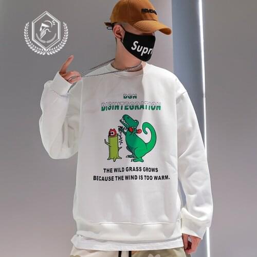 Men Fashion Loose Print Casual Pullover Hip Hop Sweatshirts